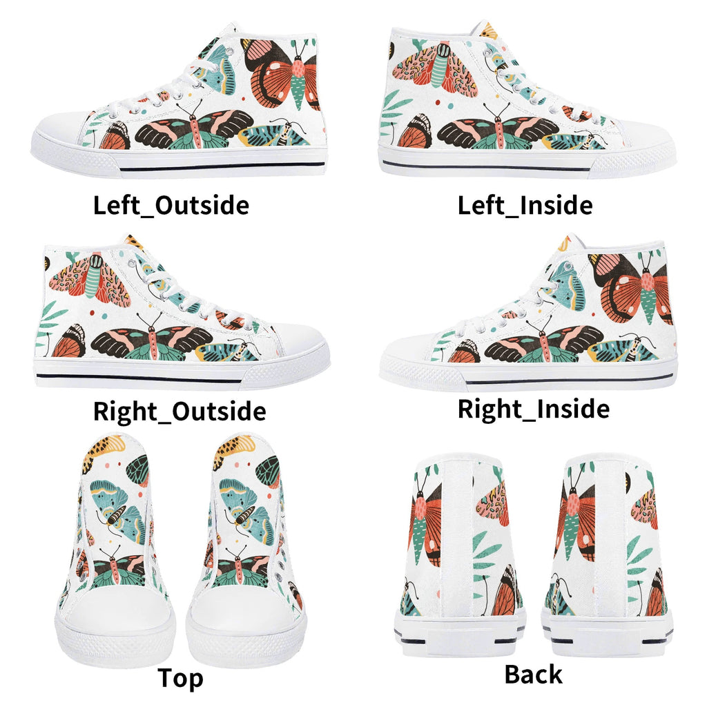 Pretty Moths And Butterflies Womens High Top Canvas Shoes Printed Offshore