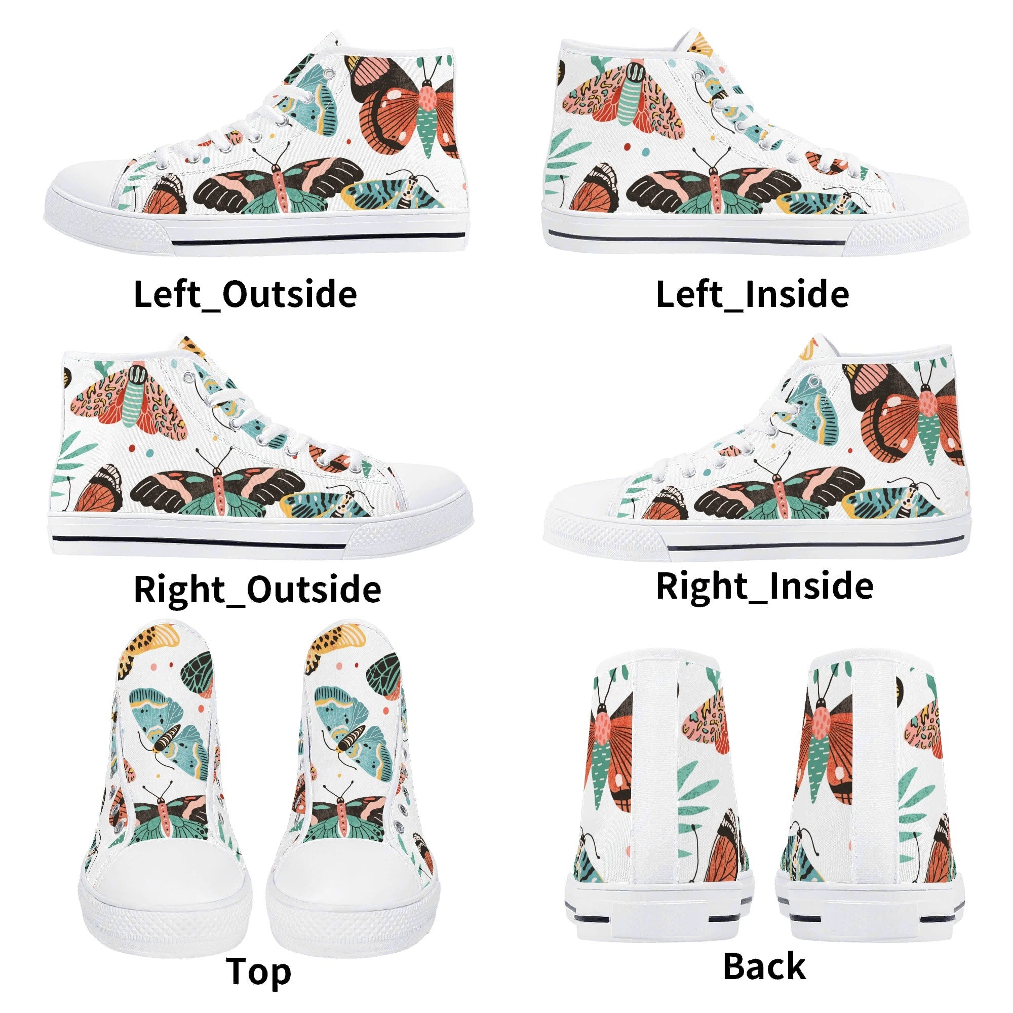Pretty Moths And Butterflies Womens High Top Canvas Shoes Printed Offshore