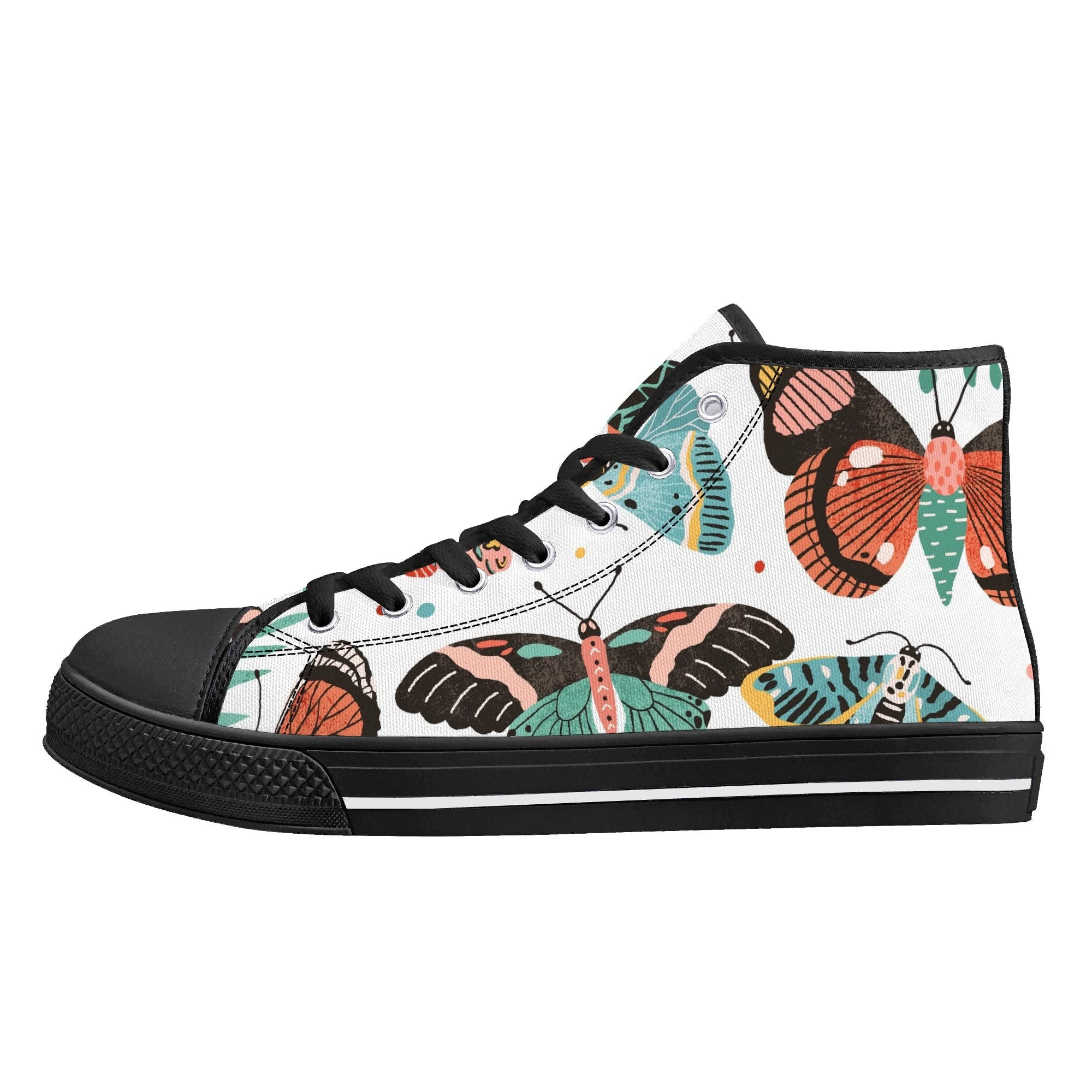 Pretty Moths And Butterflies Womens High Top Canvas Shoes Printed Offshore