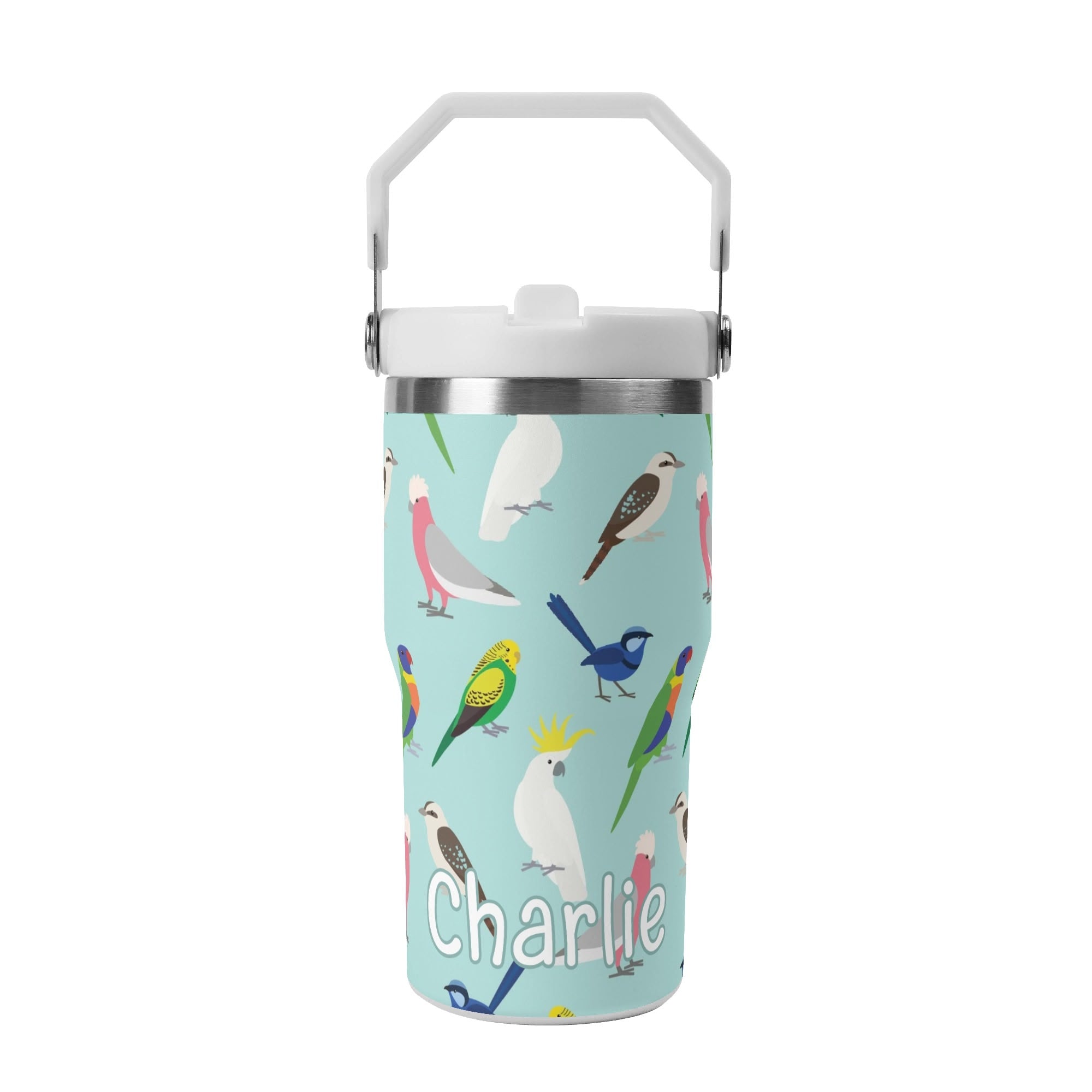 Personalised - Australian Birds - 20oz Stainless Steel Tumbler Screw On Lid With Straw Default Title Personalised 20oz Tumbler with Top Handle animal Birds Printed Offshore