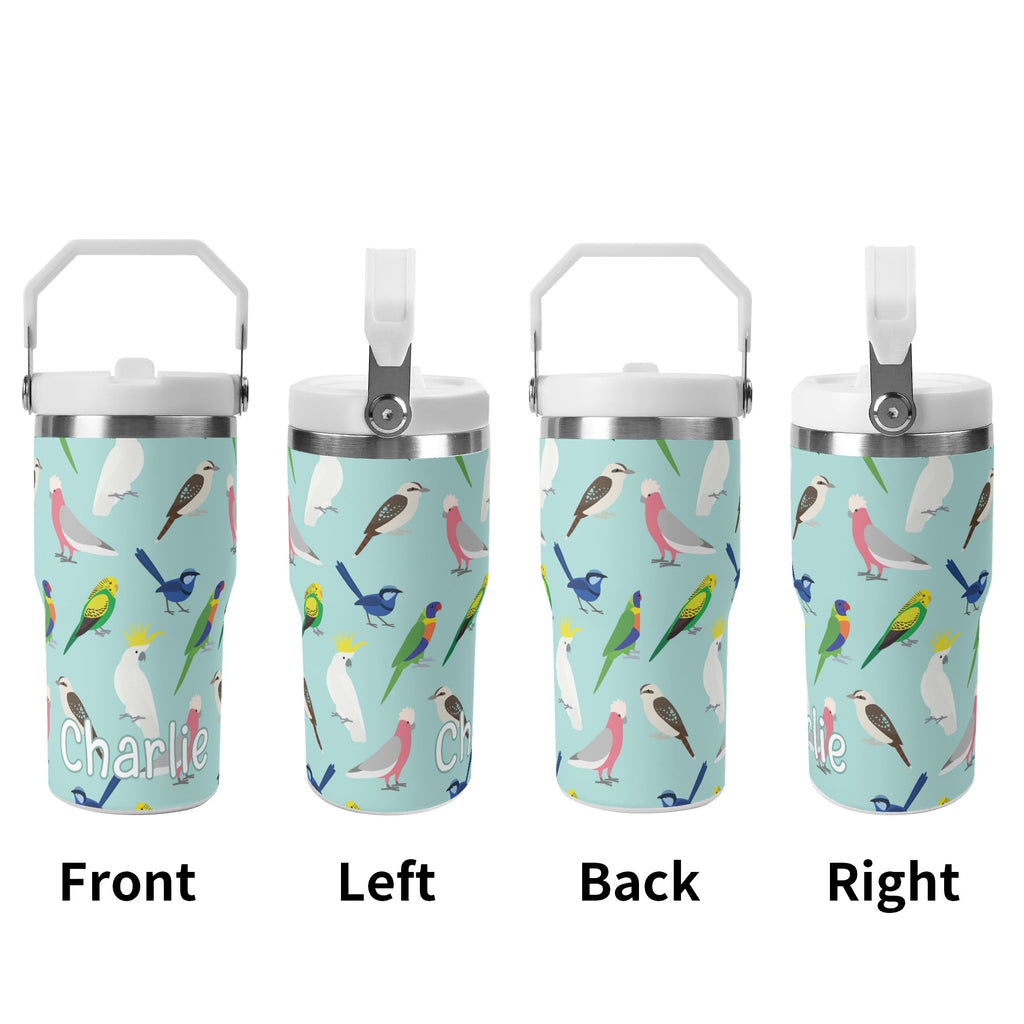 Personalised - Australian Birds - 20oz Stainless Steel Tumbler Screw On Lid With Straw Personalised 20oz Tumbler with Top Handle animal Birds Printed Offshore