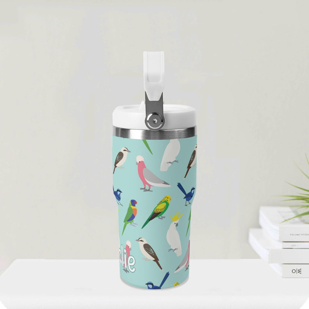 Personalised - Australian Birds - 20oz Stainless Steel Tumbler Screw On Lid With Straw Personalised 20oz Tumbler with Top Handle animal Birds Printed Offshore