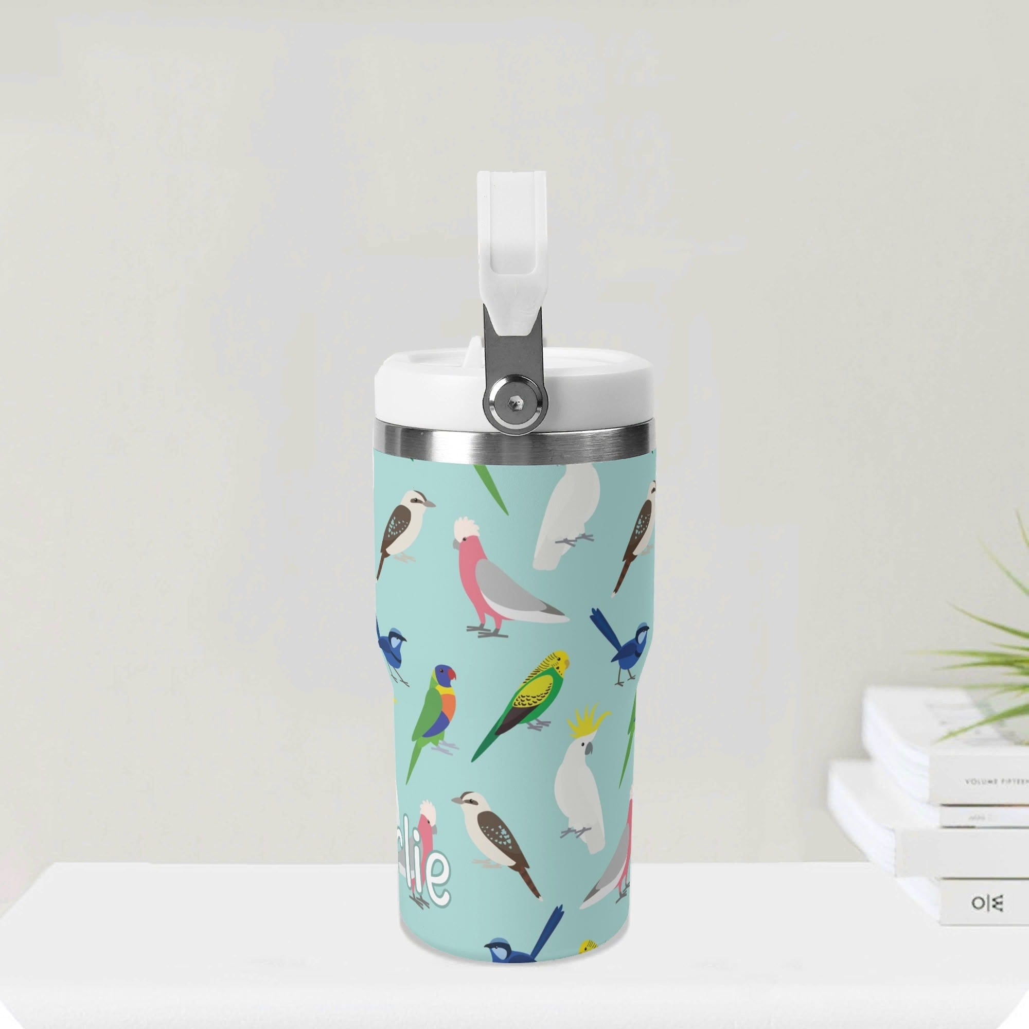 Personalised - Australian Birds - 20oz Stainless Steel Tumbler Screw On Lid With Straw Personalised 20oz Tumbler with Top Handle animal Birds Printed Offshore
