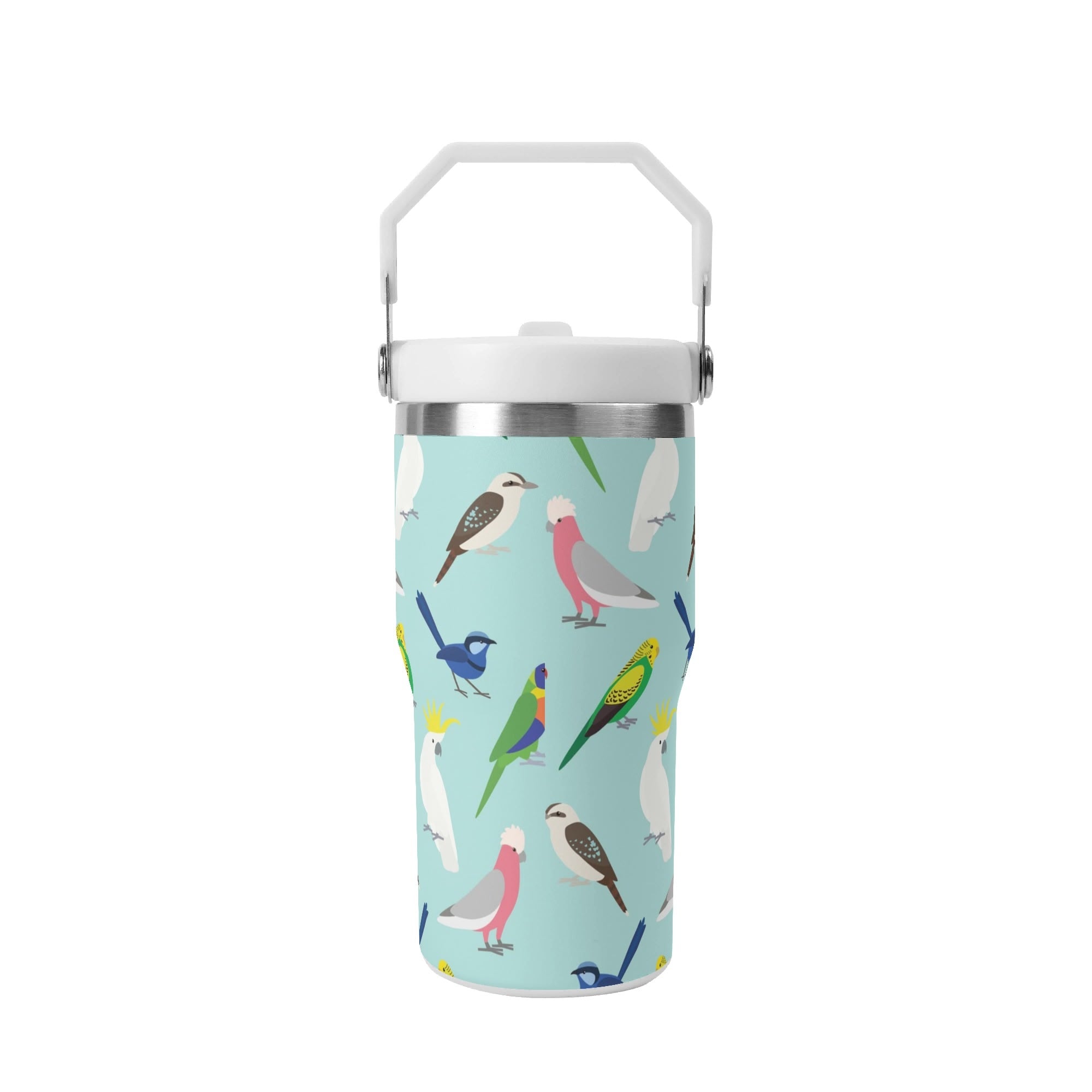 Personalised - Australian Birds - 20oz Stainless Steel Tumbler Screw On Lid With Straw Personalised 20oz Tumbler with Top Handle animal Birds Printed Offshore