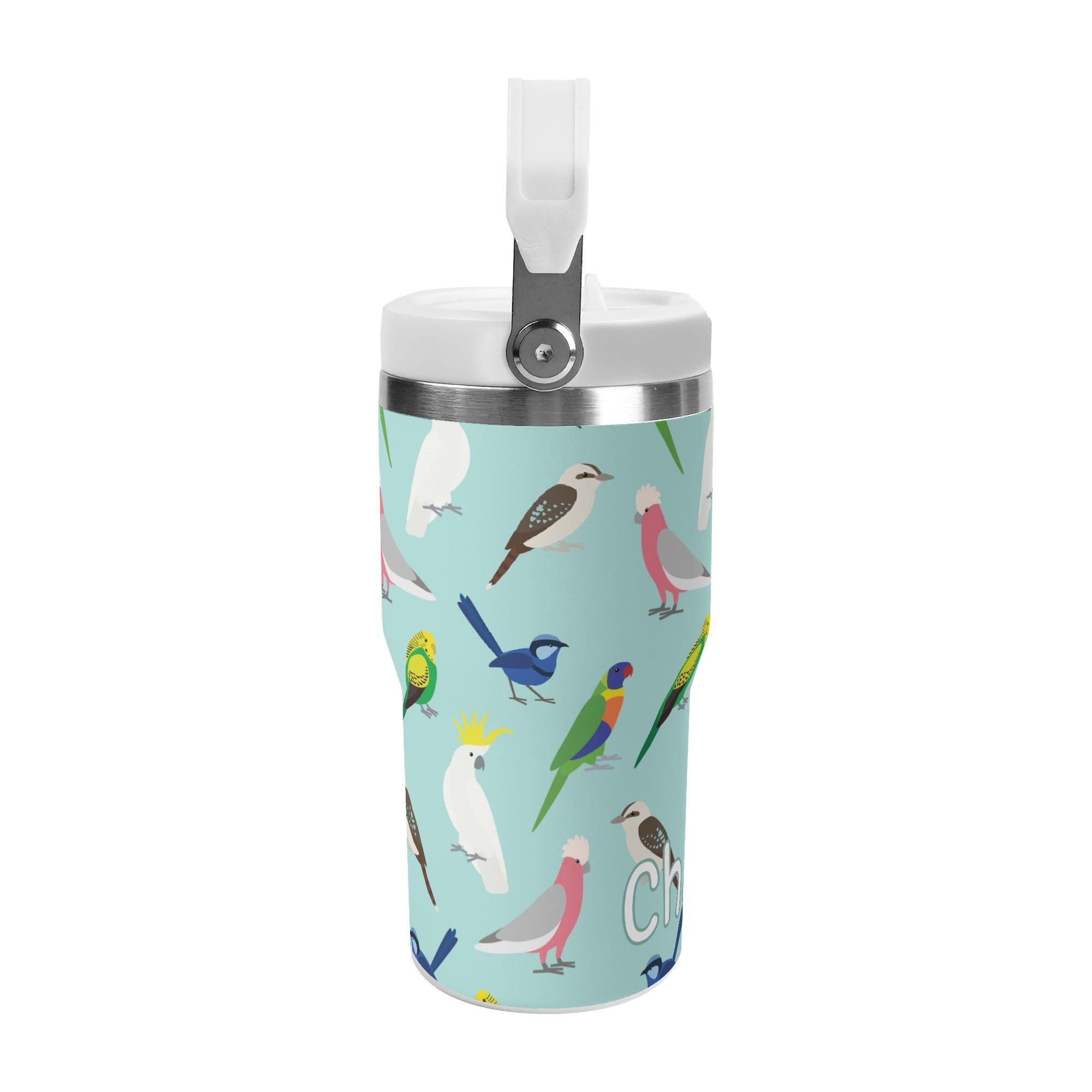 Personalised - Australian Birds - 20oz Stainless Steel Tumbler Screw On Lid With Straw Personalised 20oz Tumbler with Top Handle animal Birds Printed Offshore