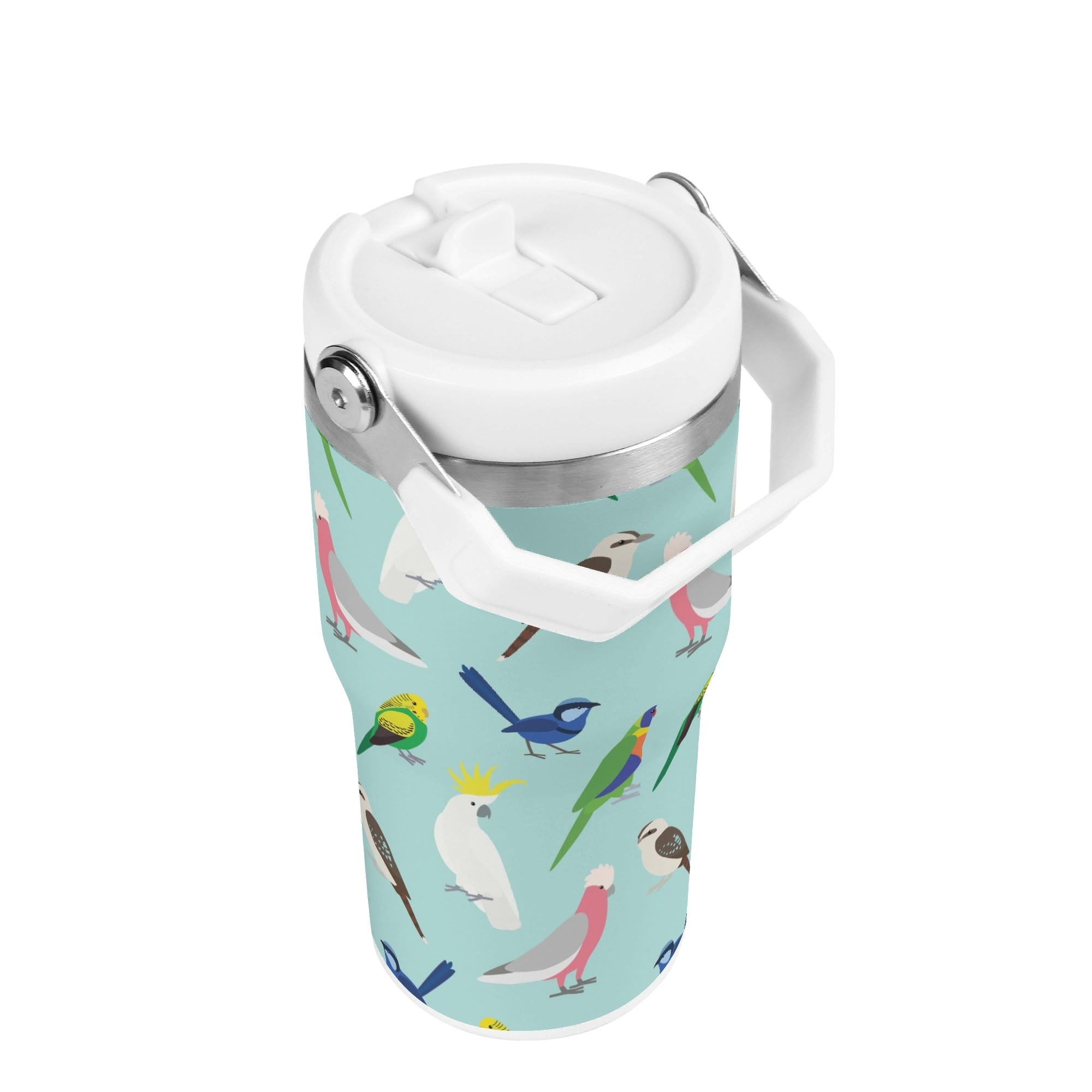 Personalised - Australian Birds - 20oz Stainless Steel Tumbler Screw On Lid With Straw Personalised 20oz Tumbler with Top Handle animal Birds Printed Offshore