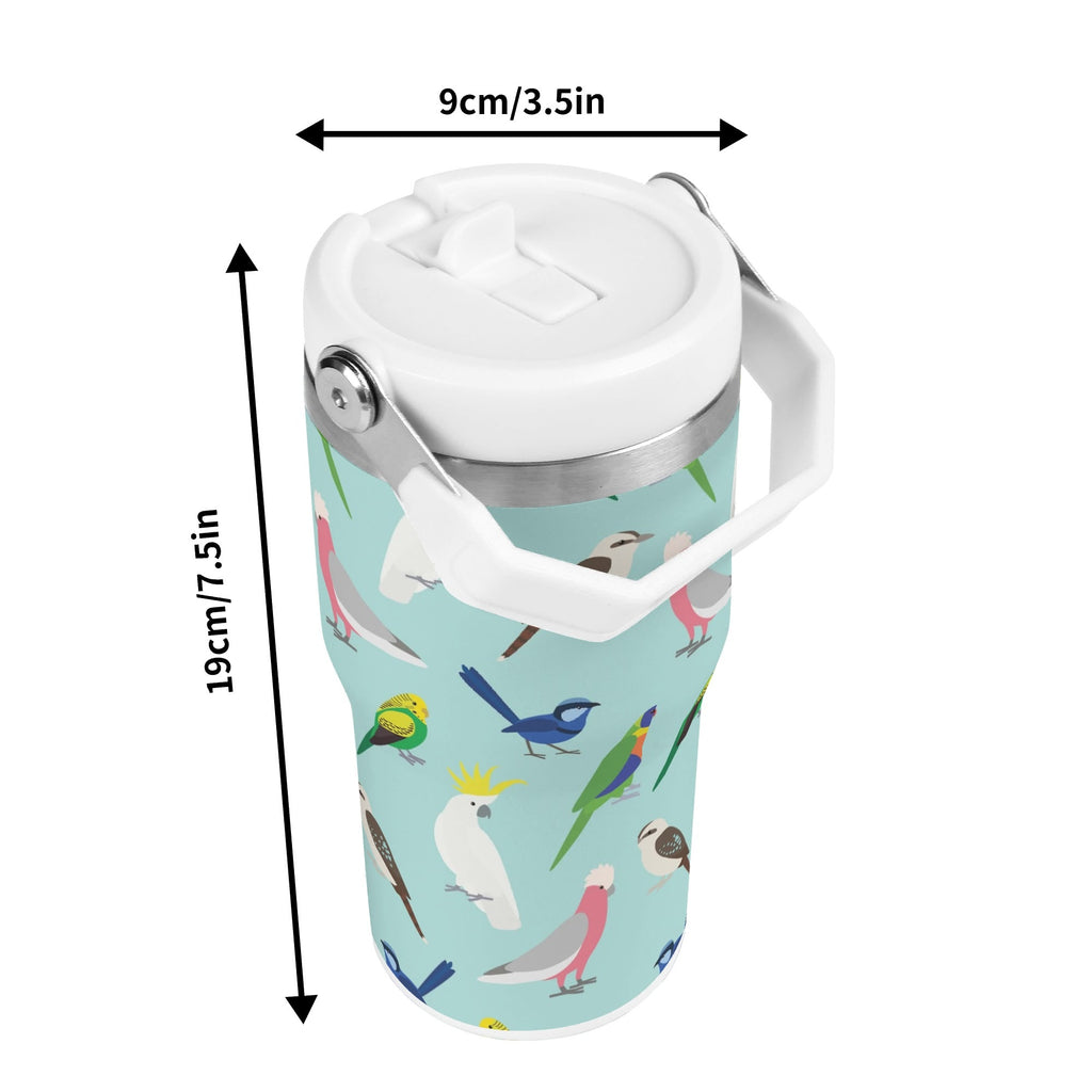 Personalised - Australian Birds - 20oz Stainless Steel Tumbler Screw On Lid With Straw Personalised 20oz Tumbler with Top Handle animal Birds Printed Offshore