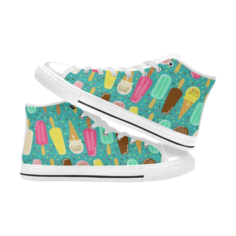 Ice Cream - Kids High Top Canvas Shoes