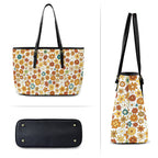 70's Style Floral PU Leather Tote Bag Large