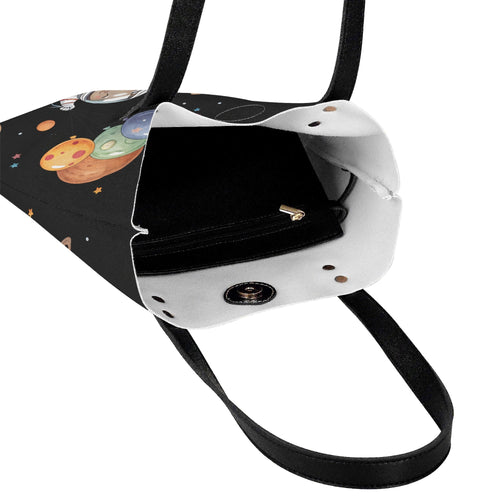 Balloon Planets Astronaut PU Leather Tote Bag PU Leather Tote Bag Printed Offshore Space