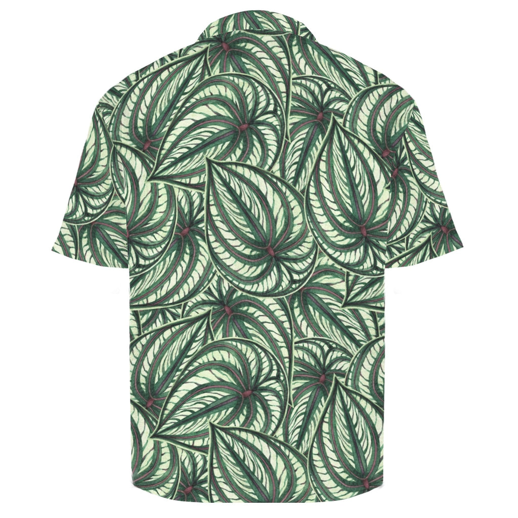 Stripy Leaves Men's Crinkle Hawaiian Shirt