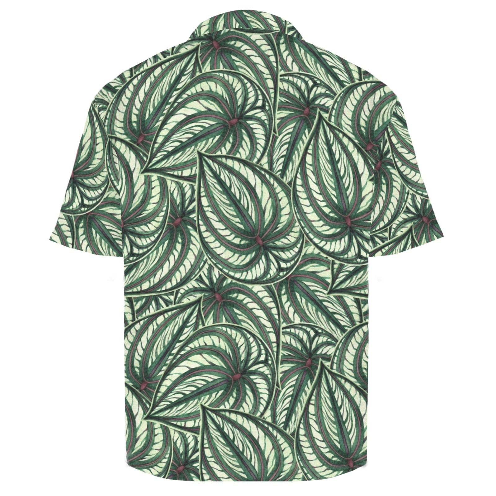Stripy Leaves Men's Crinkle Hawaiian Shirt