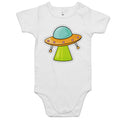 UFO AS Colour Baby Bodysuit White Baby Bodysuit Printed In Australia