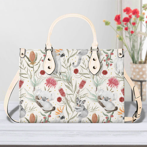 Australian Plants And Animals Luxury PU Leather Handbag Beige Luxury PU Leather Handbag animal Printed Offshore