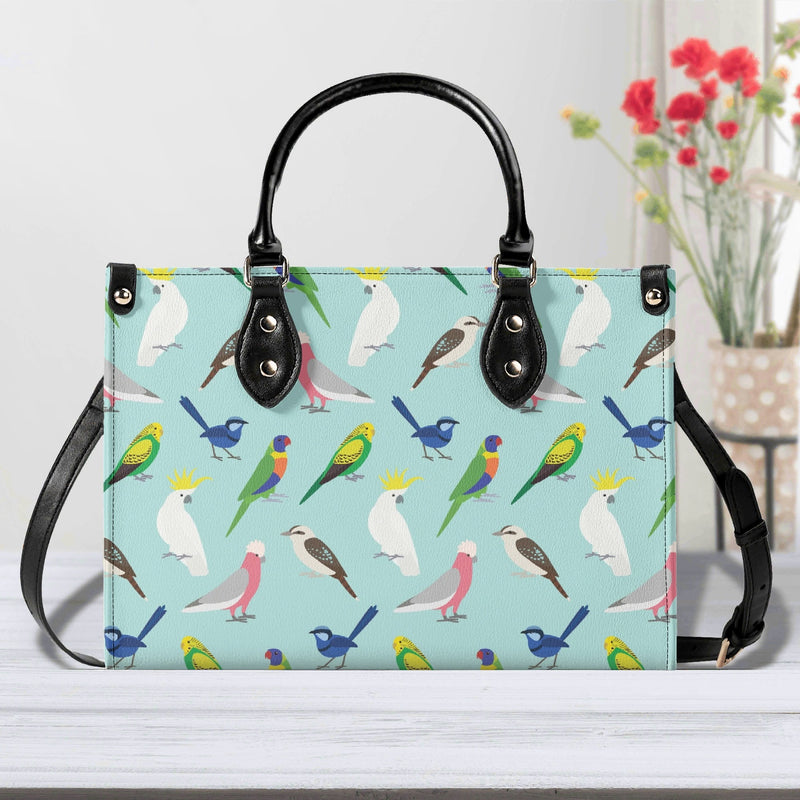 Australian Birds Luxury PU Leather Handbag Black Luxury PU Leather Handbag animal Birds Printed Offshore