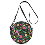 Bright Floral And Leaves Round Canvas Crossbody Bag Default Title Printed Offshore