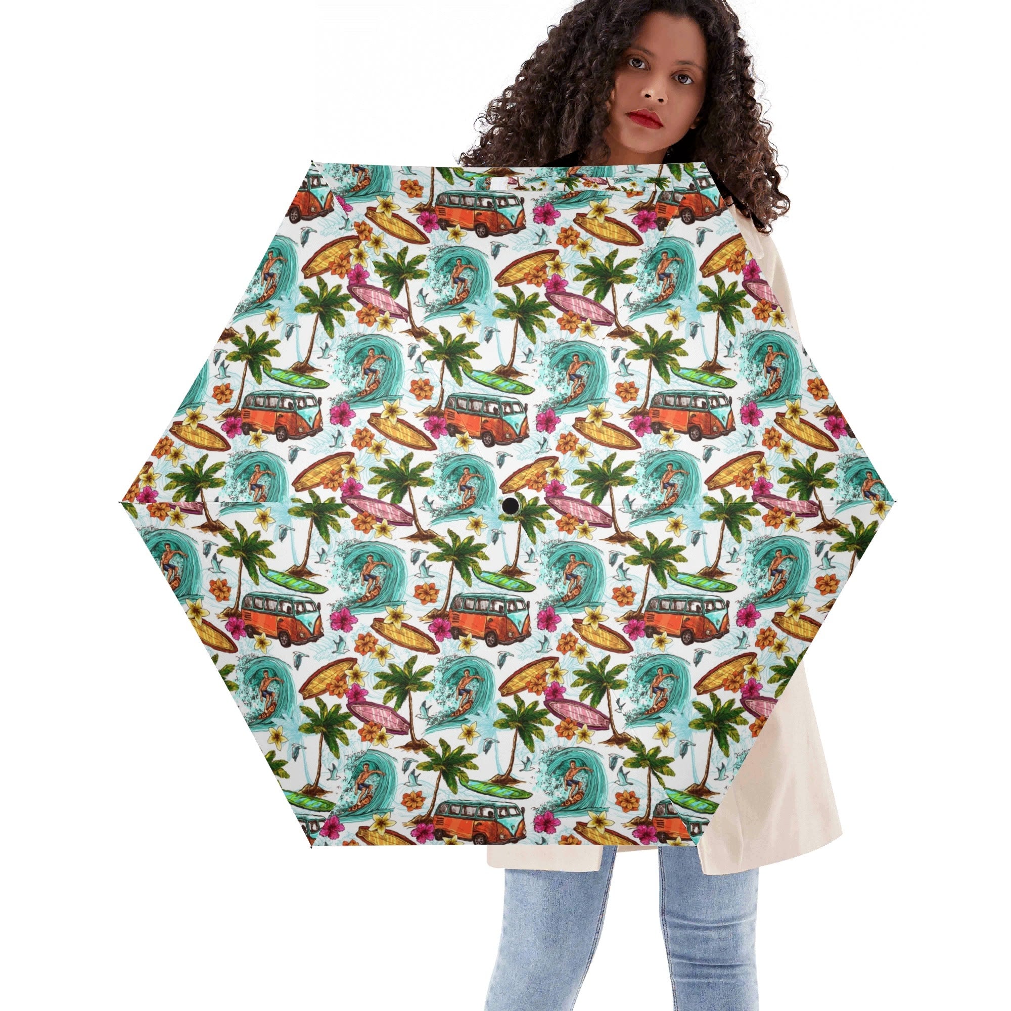 Surfing Safari Compact Automatic Umbrella Default Title Printed Offshore