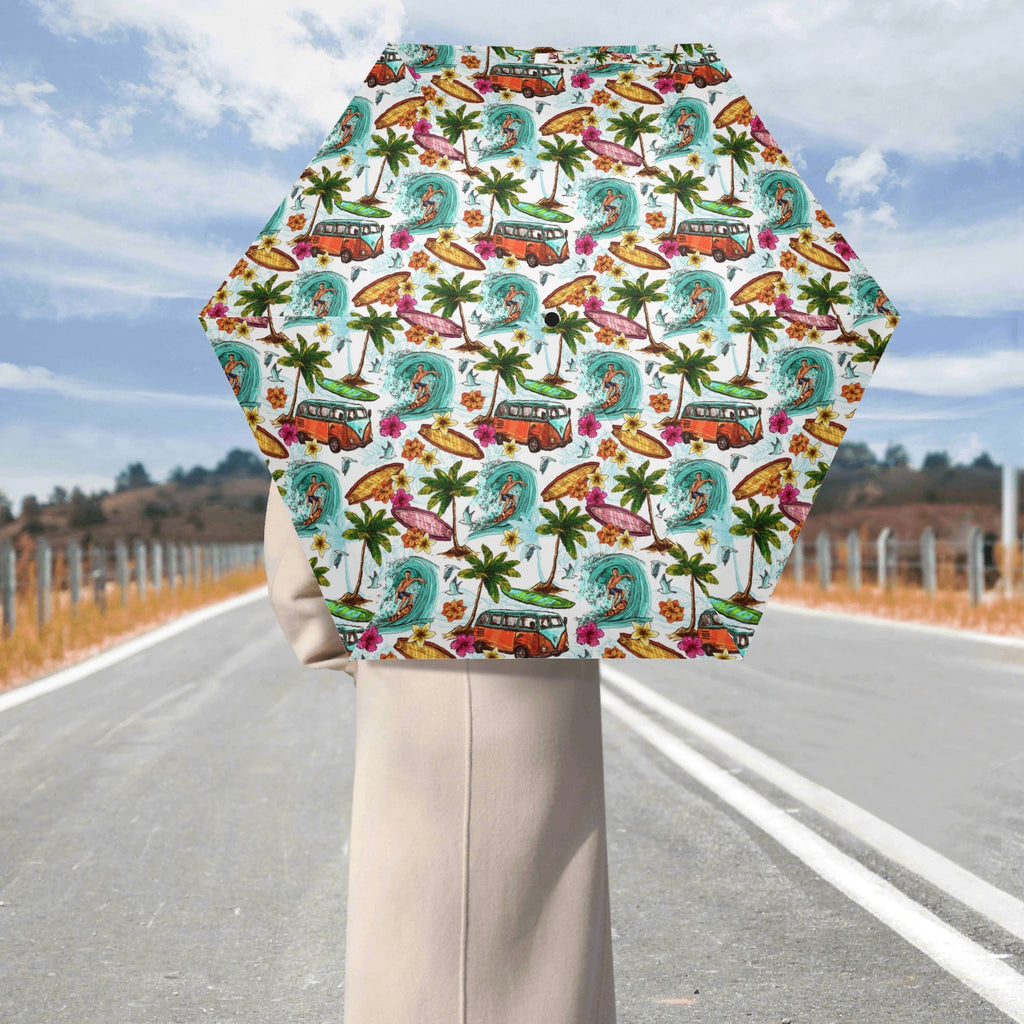 Surfing Safari Compact Automatic Umbrella Printed Offshore