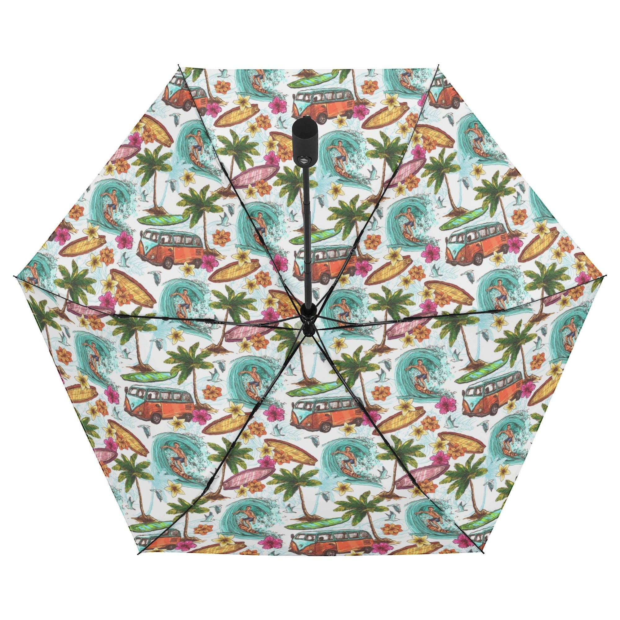 Surfing Safari Compact Automatic Umbrella Printed Offshore