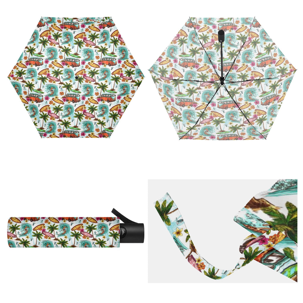 Surfing Safari Compact Automatic Umbrella Printed Offshore