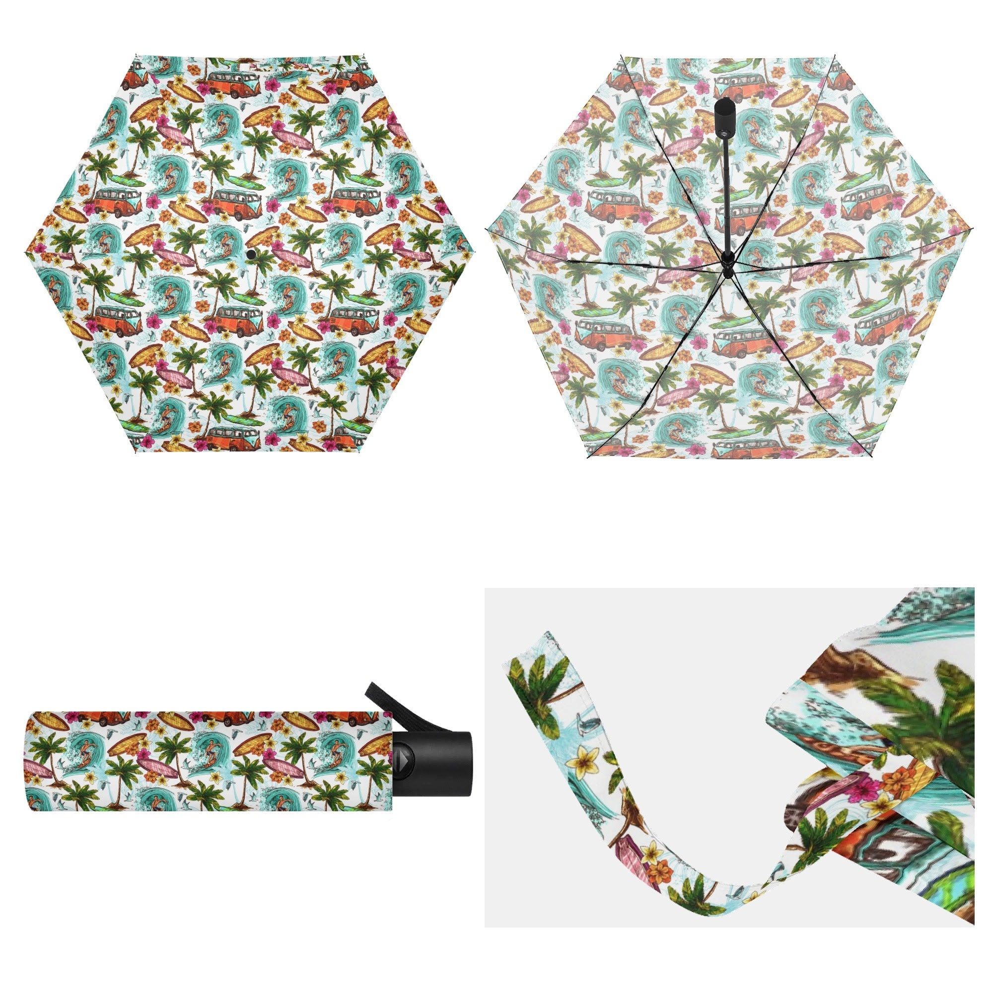 Surfing Safari Compact Automatic Umbrella Printed Offshore