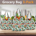 Surfing Safari 3 Pack of Foldable Shopping Bags 3-Pack Shopping Bags Printed Offshore Surf