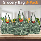 Stripy Leaves 3 Pack of Foldable Shopping Bags 3-Pack Shopping Bags Plants Printed Offshore