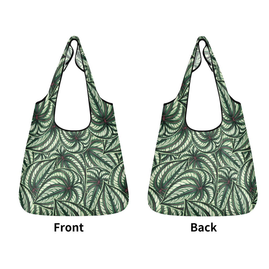 Stripy Leaves 3 Pack of Foldable Shopping Bags 3-Pack Shopping Bags Plants Printed Offshore