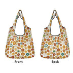 70s Style Floral 3 Pack of Foldable Shopping Bags 3-Pack Shopping Bags Plants Printed Offshore Retro