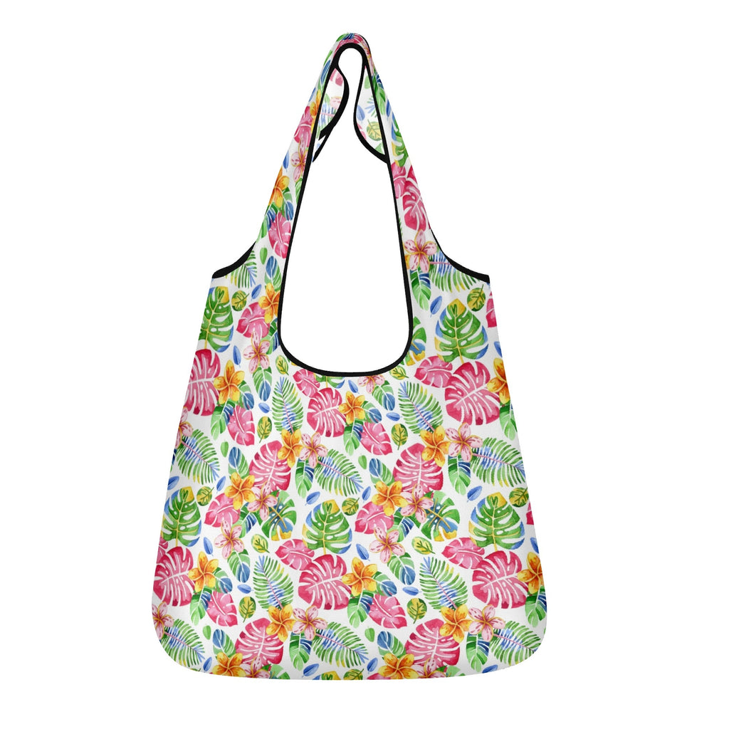Bright Tropical 3 Pack of Foldable Shopping Bags Default Title 3-Pack Shopping Bags Plants Printed Offshore