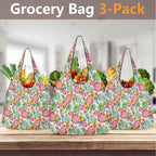 Bright Tropical 3 Pack of Foldable Shopping Bags 3-Pack Shopping Bags Plants Printed Offshore