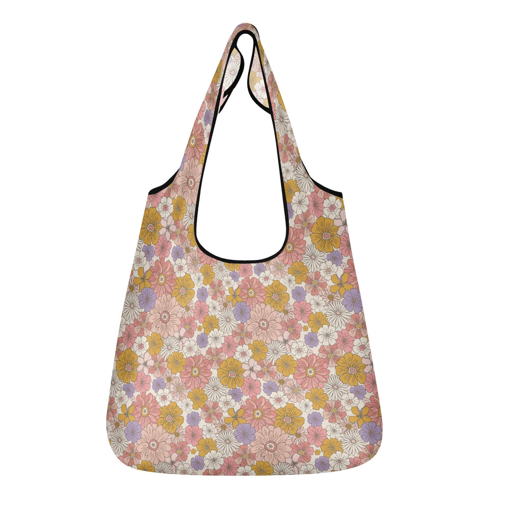 Faded Floral 3 Pack of Foldable Shopping Bags Default Title 3-Pack Shopping Bags Plants Printed Offshore
