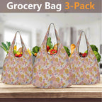 Faded Floral 3 Pack of Foldable Shopping Bags 3-Pack Shopping Bags Plants Printed Offshore