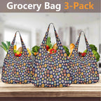 Groovy Flowers 3 Pack of Foldable Shopping Bags 3-Pack Shopping Bags Plants Printed Offshore