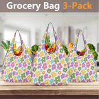 Pastel Flowers 3 Pack of Foldable Shopping Bags 3-Pack Shopping Bags Plants Printed Offshore