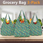 Summer Fruit 3 Pack of Foldable Shopping Bags 3-Pack Shopping Bags Food Printed Offshore