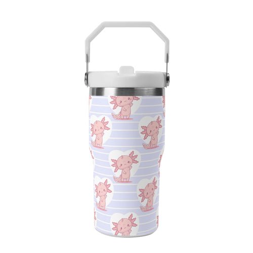Axolotl Love 20oz Stainless Steel Tumbler Screw On Lid With Straw Default Title 20oz Tumbler with Top Handle Printed Offshore