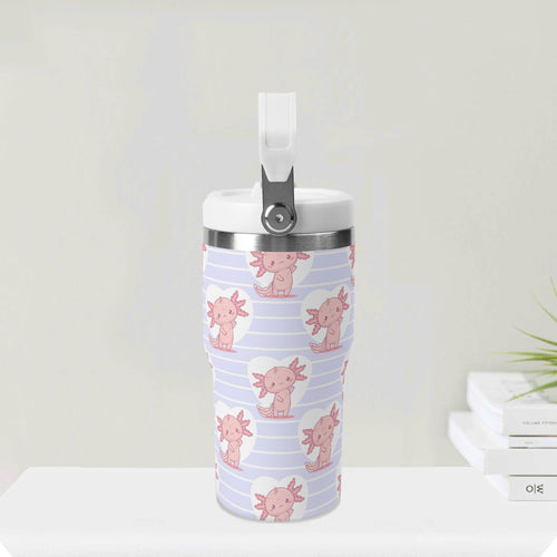 Axolotl Love 20oz Stainless Steel Tumbler Screw On Lid With Straw 20oz Tumbler with Top Handle Printed Offshore