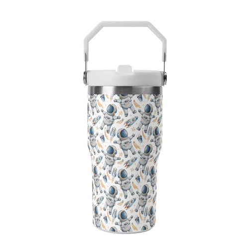 Astronauts And Rockets 20oz Stainless Steel Tumbler Screw On Lid With Straw Default Title 20oz Tumbler with Top Handle Printed Offshore