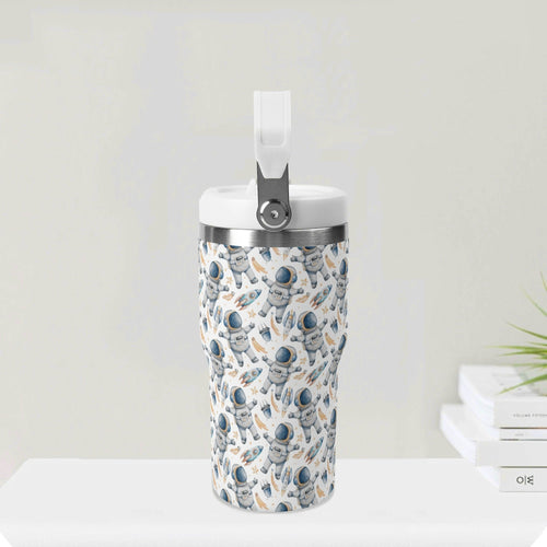 Astronauts And Rockets 20oz Stainless Steel Tumbler Screw On Lid With Straw 20oz Tumbler with Top Handle Printed Offshore