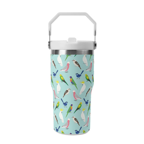 Australian Birds 20oz Stainless Steel Tumbler Screw On Lid With Straw Default Title 20oz Tumbler with Top Handle Australia Birds Printed Offshore