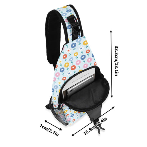 Abstract Cute Flowers Chest Crossbody Bag with Adjustable Strap Chest Crossbody Bag Plants Printed Offshore