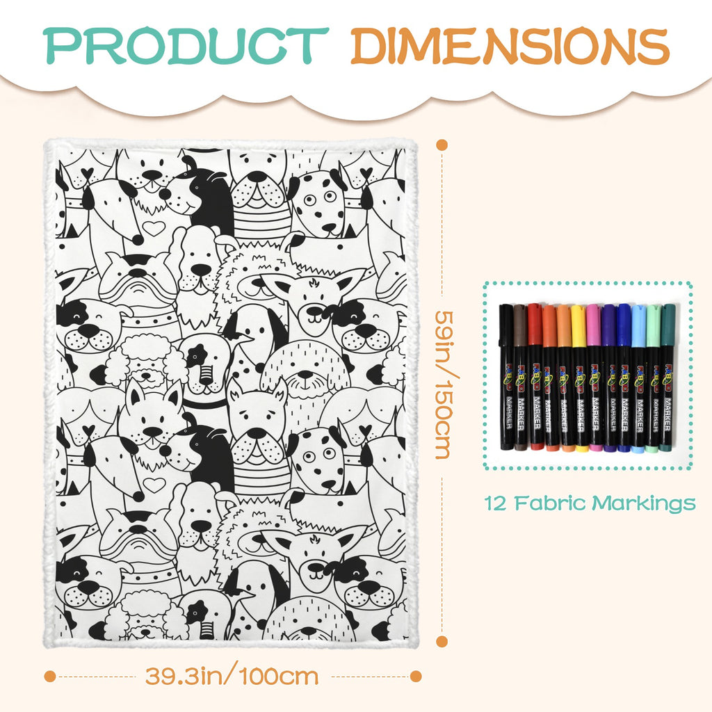 Black And White Dogs Colour Your Own Blanket 100×150cm