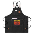 Husband, Dad, Barista, Legend Unisex Canvas Cross Back Chef Apron with Large Pockets Black Canvas Apron Coffee Dad Printed Offshore