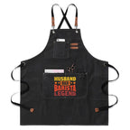 Husband, Dad, Barista, Legend Unisex Canvas Cross Back Chef Apron with Large Pockets Black Canvas Apron Coffee Dad Printed Offshore