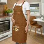 The Coffees Crossing The Road Unisex Canvas Cross Back Chef Apron with Large Pockets Canvas Apron Coffee Music Printed Offshore
