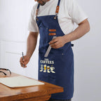 The Coffees Crossing The Road Unisex Canvas Cross Back Chef Apron with Large Pockets Canvas Apron Coffee Music Printed Offshore