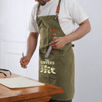 The Coffees Crossing The Road Unisex Canvas Cross Back Chef Apron with Large Pockets Canvas Apron Coffee Music Printed Offshore