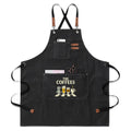 The Coffees Crossing The Road Unisex Canvas Cross Back Chef Apron with Large Pockets Black Canvas Apron Coffee Music Printed Offshore