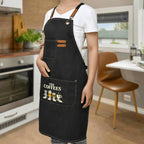 The Coffees Crossing The Road Unisex Canvas Cross Back Chef Apron with Large Pockets Canvas Apron Coffee Music Printed Offshore